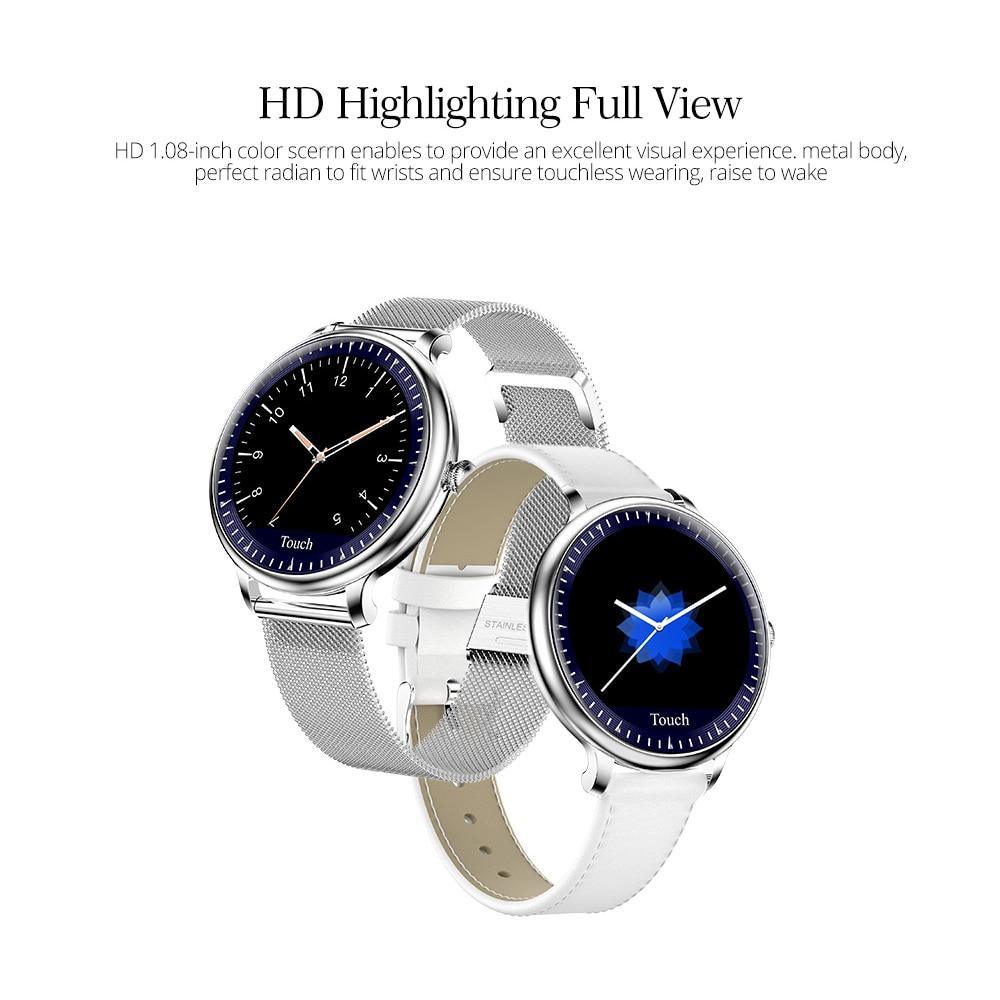Montre connectée de luxe moderne et élégante pour femmes avec écran rond, compatible avec les systèmes Android et iOS, avec moniteur de fréquence cardiaque, pour filles, femmes et dames