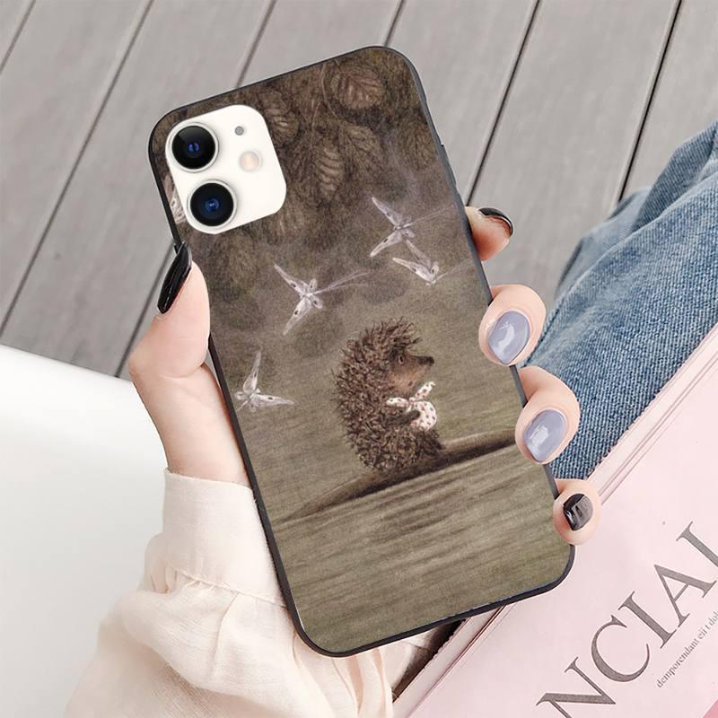 Coque de téléphone Hérisson Lumineux dans le Brouillard pour iPhone 13 8 7 6 6s Plus X 5s SE 2020 XR 11 12 Mini Pro Xs Max Protection d'écran Souple Flexible en Silicone Gel Caoutchouc Bumper