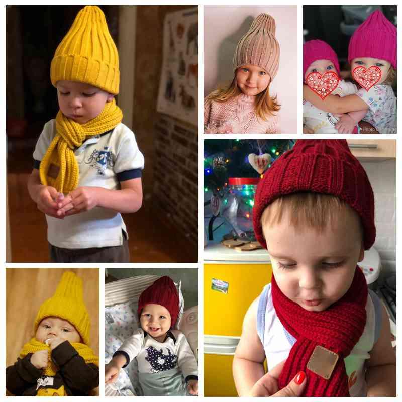Bonnets Modernes Éléants Couleurs Bonbon Chapeaux Pointus Mignons Automne Hiver Pour Bébés Garçons & Filles Bonnets Chauds Pour Femmes