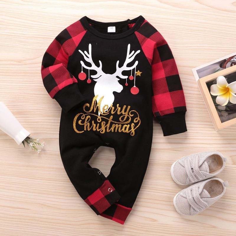 Combinaison de Noël à manches longues pour bébé nouveau-né, barboteuse pour garçons et filles, tenue de bébé avec motif de vacances pour bébés garçons et filles