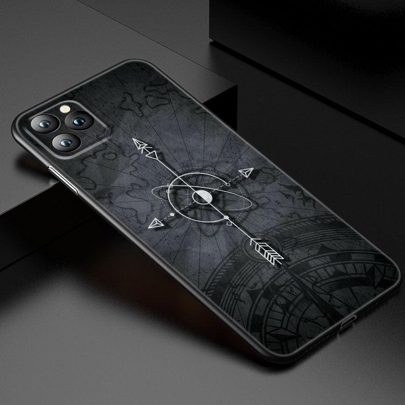 Coque de téléphone à roue de bateau ancre pour iPhone 13 12 Mini 11 Pro XS Max XR X 8 7 6S 6 Plus 5S 5 SE 2020 Housse noire Coque arrière rigide d'ancre personnalisée