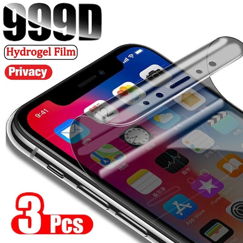 3 films hydrogel anti-espion pour iPhone 12 11 Pro Max 7 8 Plus, protecteurs d'écran de confidentialité pour iPhone 13 14 XS MAX X XR, pas en verre, film hydrogel protecteur d'écran de confidentialité compatible avec iPhone