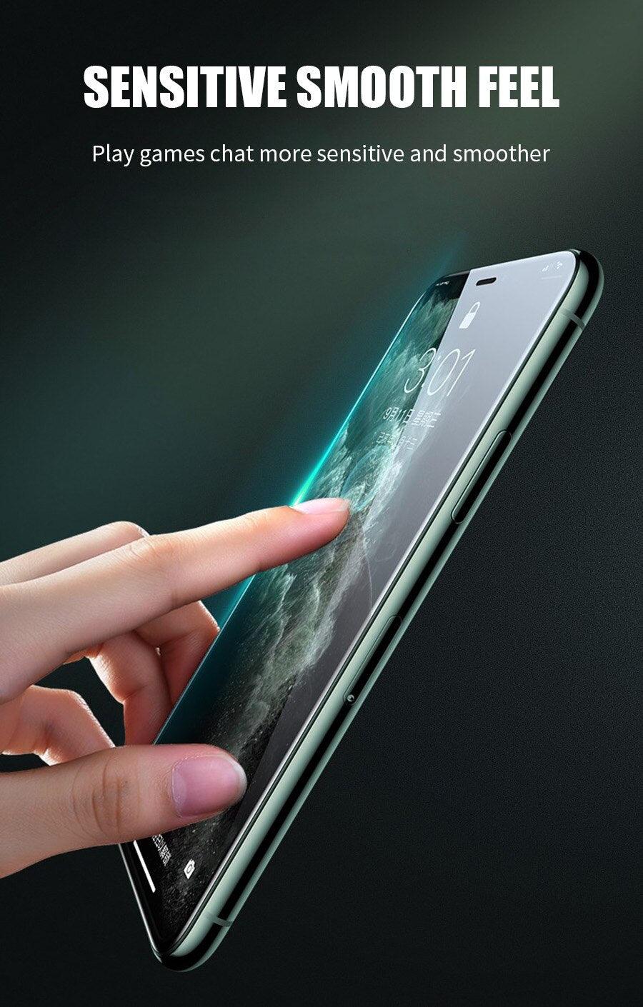 Verre Trempé Incurvé 5D 9H pour iPhone X XR XS 11 12 13 14 Pro Max 6 6S 7 8 Plus SE Mini Film de Protection d'écran Complet Dureté 9H Sans Bulles Installation Facile Film Protecteur d'écran