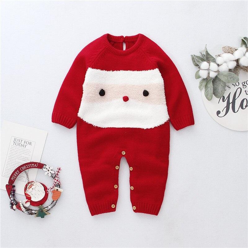 Combinaison de Noël à manches longues pour bébé garçon et fille de 0 à 24 mois - Motif Père Noël rouge