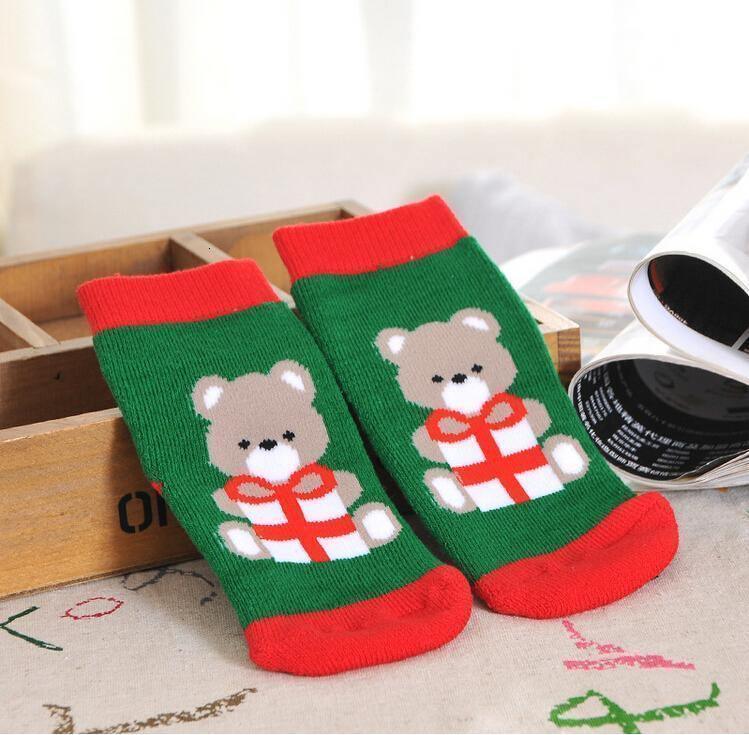 Chaussettes de Noël de luxe en coton d'hiver et d'automne pour bébés filles garçons, chaussettes en éponge pour enfants avec flocon de neige, élan, Père Noël