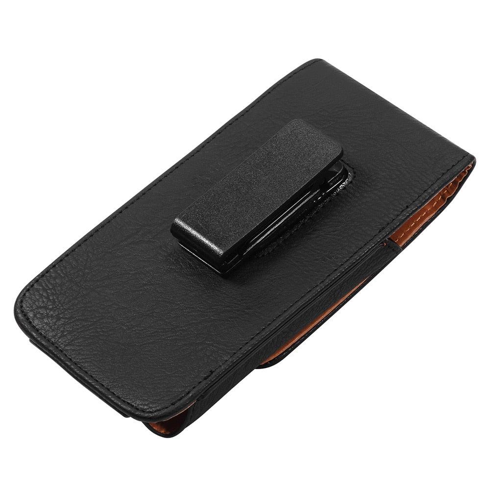 Étui universel en cuir pour iPhone Étui vertical en cuir PU pour hommes avec clip ceinture pour iPhone Sac banane avec clip ceinture pour téléphone portable de 3,5 à 6,3 pouces Housse de téléphone