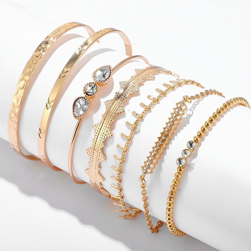 Bracelets Glandes Bohémiens Dorés Pour Femmes Coquillage d'Été Pierre de Cristal Transparente Bijoux de Luxe