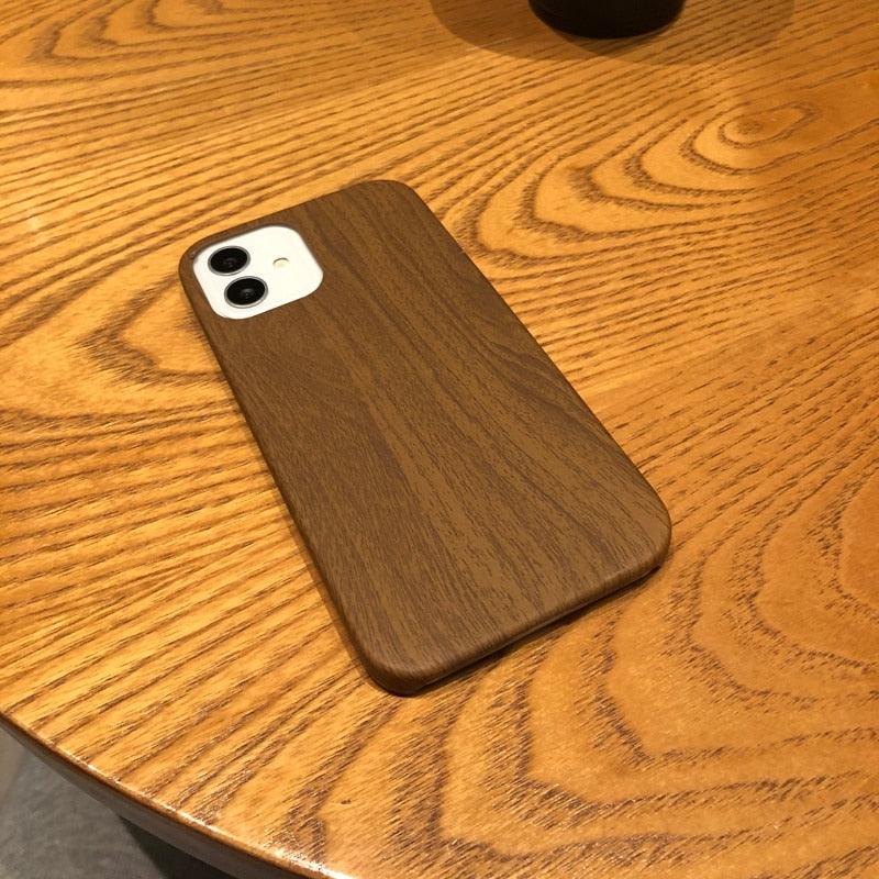 Coque de téléphone de luxe en bois simple pour iPhone 12 11 Pro Max Mini XS X XR 7 8 Plus SE Rétro Nouveau design naturel en bois de bambou doux et écologique Coque de protection pour téléphone
