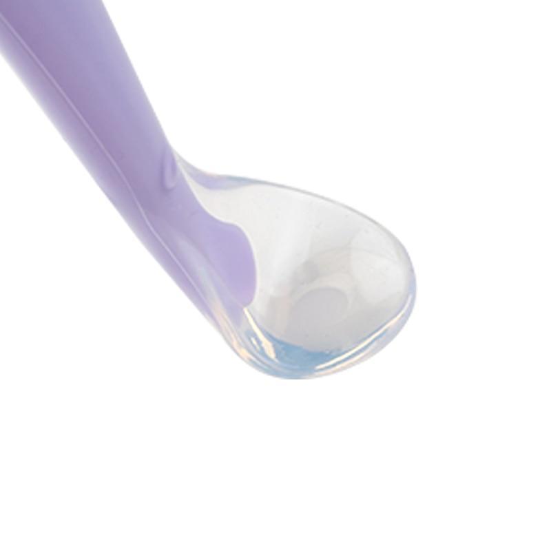 Cuillère en silicone souple pour bébé, couleurs bonbon, détection de température, outils d'alimentation pour enfants, design unique, cadeau parfait