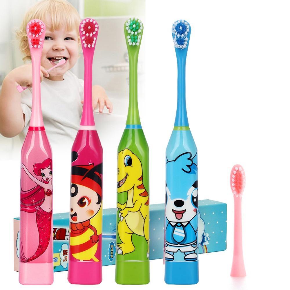 Brosse à Dents Électrique de Dessin Animé pour Enfants, Têtes Double Face Brosse à Dents Électrique ou Brosse de Rechange, Brosse Électrique Parfaite pour Enfants