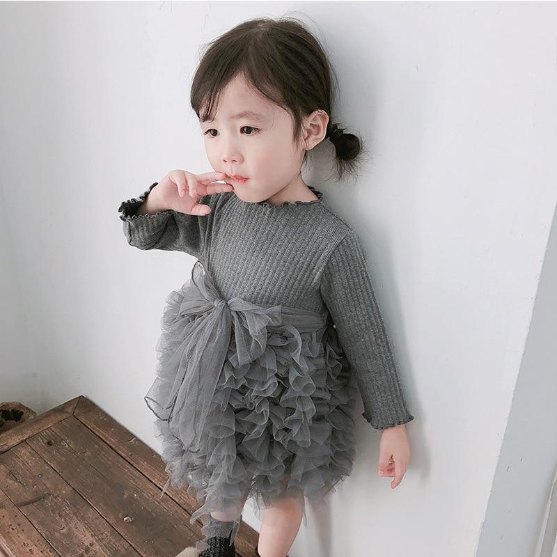 Robe Moderne d'Hiver à Manches Longues et Motifs Floraux pour Bébé Fille (1-5 ans) - Idéale pour une Fête d'Anniversaire