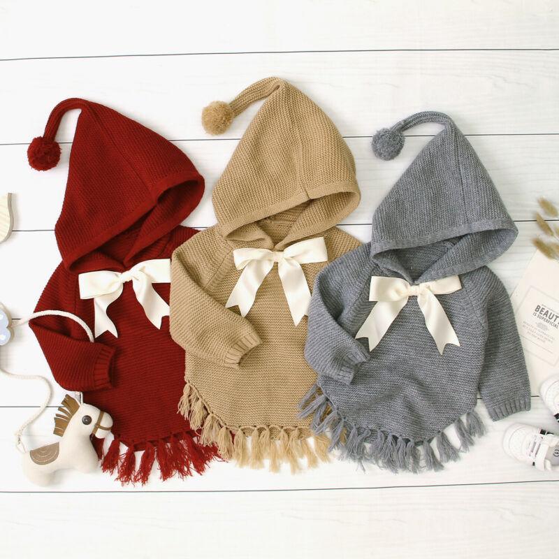 Manteau Bébé Fille, Cape, Manche Longue, Pull, Nœud, Veste, Vêtements d'Extérieur, Manteau de Luxe Pour Filles