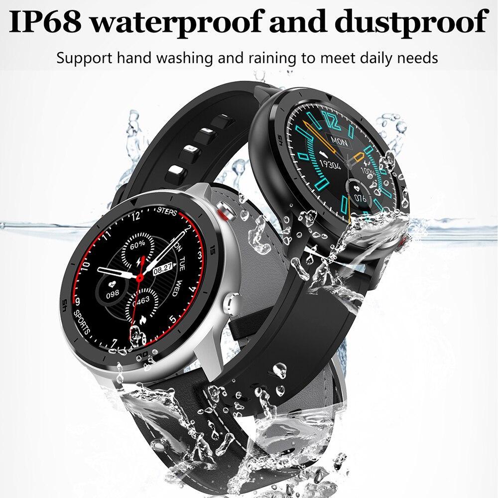 Montre connectée ronde moderne à écran tactile pour hommes, style business de luxe, avec protection étanche IP68 et moniteur de fréquence cardiaque et de tension artérielle, autonomie de 5 jours
