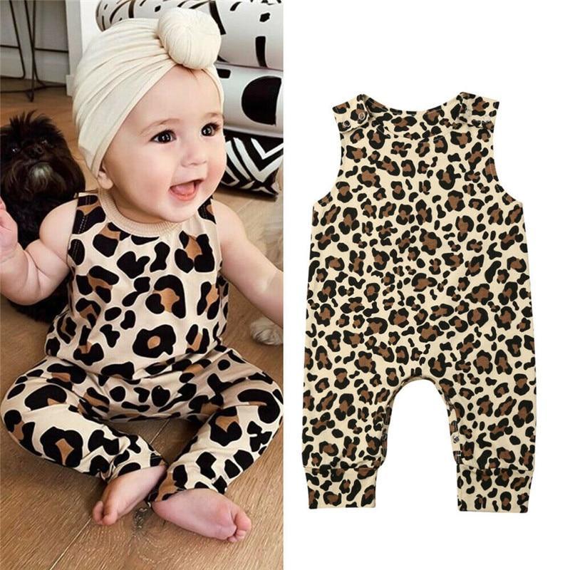 Bébé fille/ barboteuse léopard à manches longues ou sans manches pour bébés au design élégant et moderne