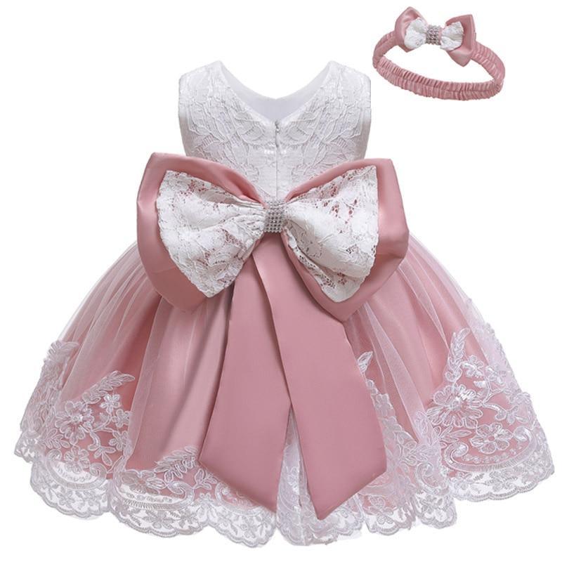 Robe de Noël moderne de luxe pour bébé fille, avec nœud, pour le 1er anniversaire de bébé.