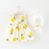 Robe d'été sans manches à imprimé floral pour bébé fille, idéal pour les fêtes d'anniversaire, modèle princesse avec chapeau, design moderne et élégant pour enfants de 6 à 24 mois