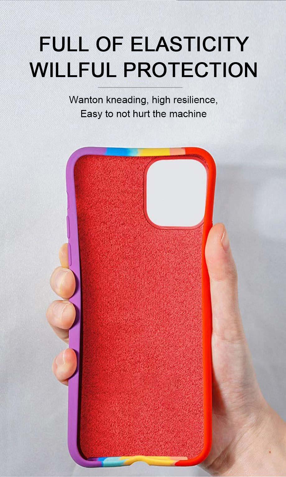 Coque en silicone de luxe arc-en-ciel pour iPhone 11 X Xr Xs Max Coque 12 11 Pro Max 6 6s 7 8 Plus Moderne Antichoc Coloré Coque Arrière en Silicone Souple Couverture Arrière Arc-en-ciel