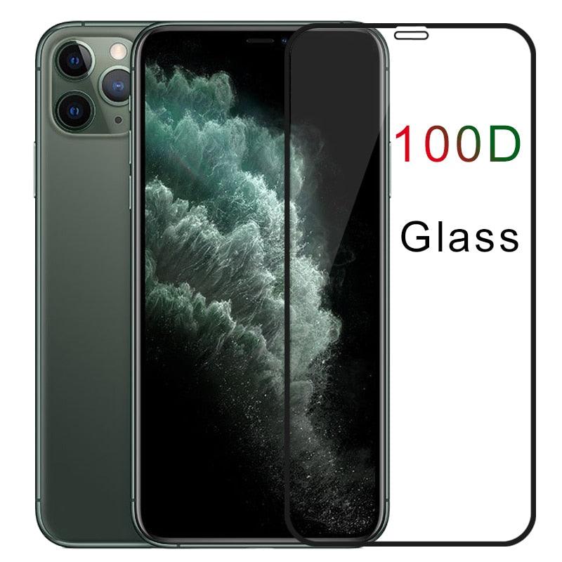 Film de protection d'écran en verre trempé 100D avec bords incurvés pour iPhone 7 8 6 6S Plus 11 12 Pro Max Mini iPhone X XR XS Max, couverture complète, HD 9H