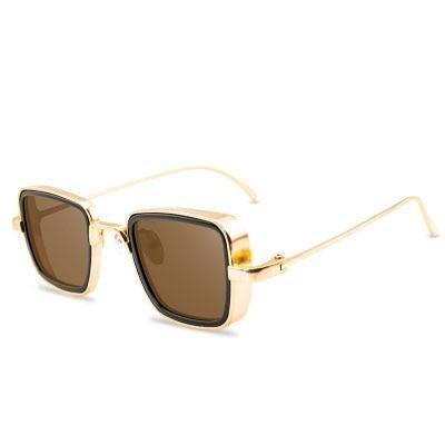 Lunettes de soleil tendance vintage Steampunk pour hommes, monture en métal de forme carrée, lunettes de soleil de marque élégantes et luxueuses au design rétro pour hommes