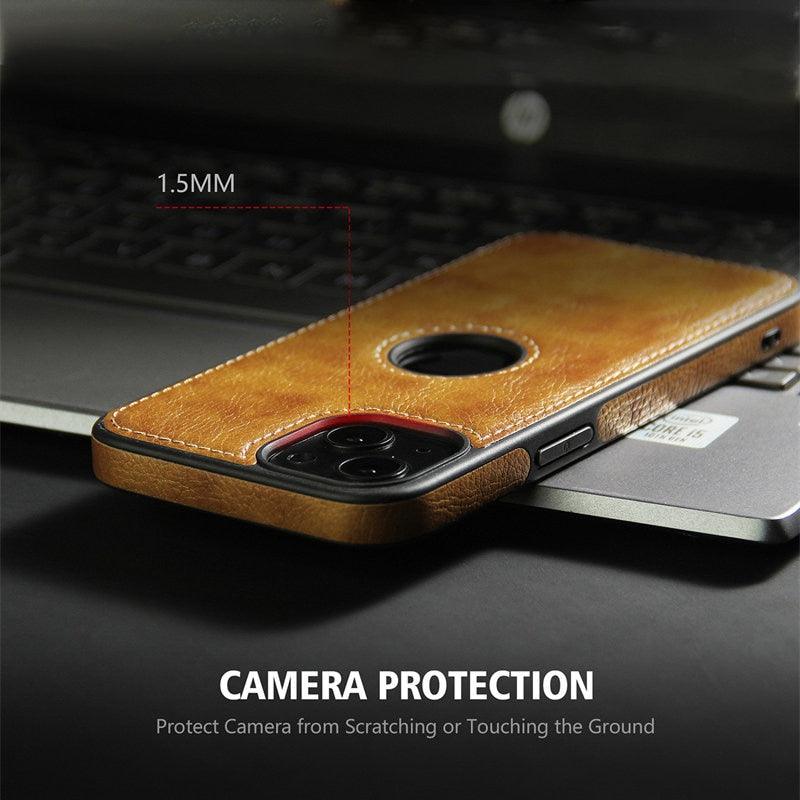 Coque de téléphone en cuir ultra-mince pour iPhone 13 Pro Max 12 Pro Max 14, housse de protection souple antichoc, étui arrière de protection antichoc pour appareil photo et écran en cuir PU pour iPhone
