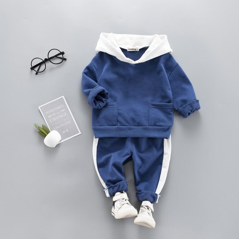 Ensemble de vêtements d'hiver pour nouveau-nés garçons - sweat à capuche et pantalon - 2 pièces - tenue de bébé