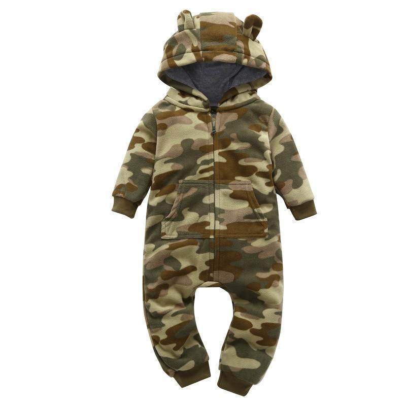 Grenouillère polaire moderne de haute qualité pour nouveau-né, barboteuse de garçon, grenouillère à capuche avec oreilles d'ours pour enfants