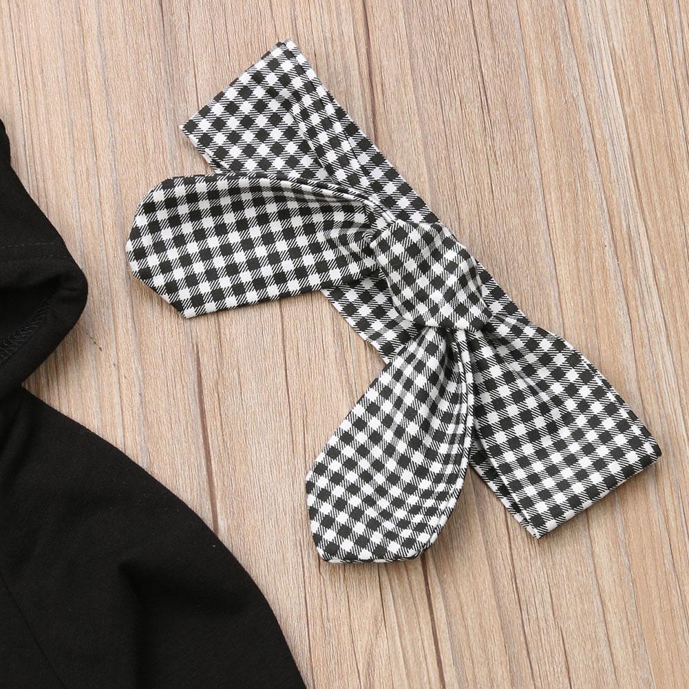 Ensembles de vêtements d'hiver 1-6 ans pour bébés filles, hauts à capuche noirs et pantalons à carreaux à volants avec bandeau, style moderne et nouveau