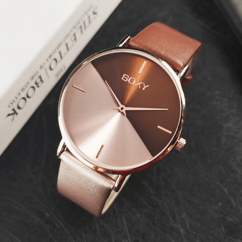 Montre Femme Cuir Or Rose Robe Horloge Féminine Luxe Marque Design Montres Femmes Simple Mode Montre Dames Pour Femmes et Filles