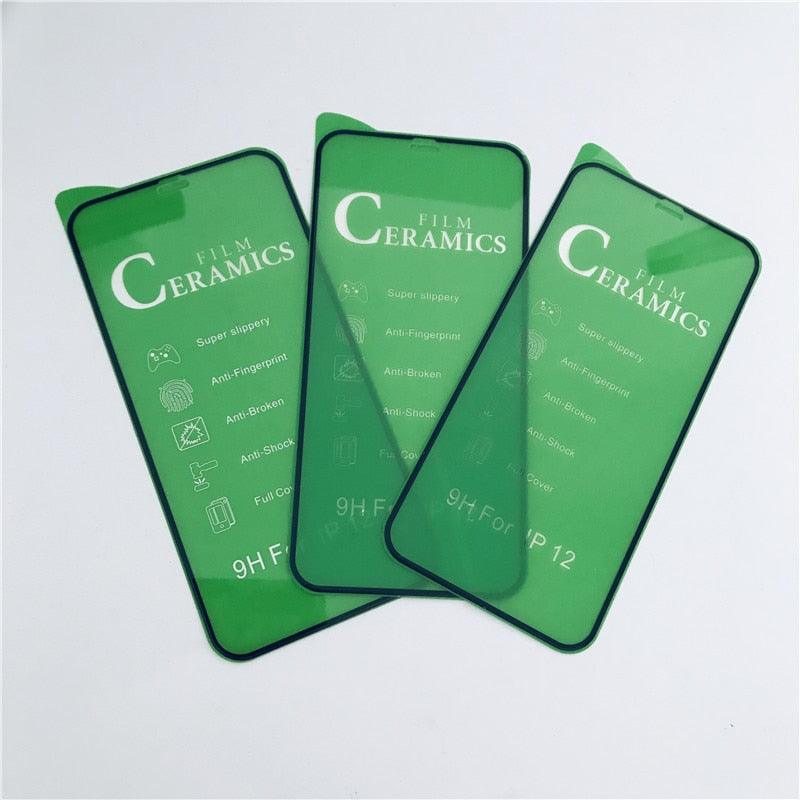Protecteur d'écran en céramique à couverture complète Film souple antidéflagrant pour iPhone 12 Mini 11 Pro XS Max XR X 8 7 6S Plus SE2 Verre souple Protecteur d'écran en verre trempé compatible iPhone