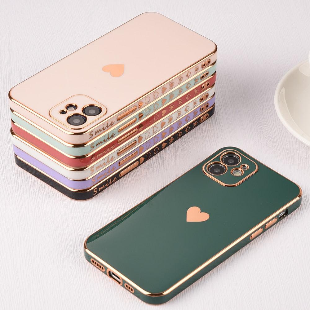 Coque de téléphone élégante pour femme pour iPhone 13 14 Pro Protection d'objectif d'appareil photo pour iPhone 12 11 Pro Max 14Plus Étui antichoc Pare-chocs luxueux Motif mignon Femmes Filles Coque d'appareil photo antichoc en silicone souple