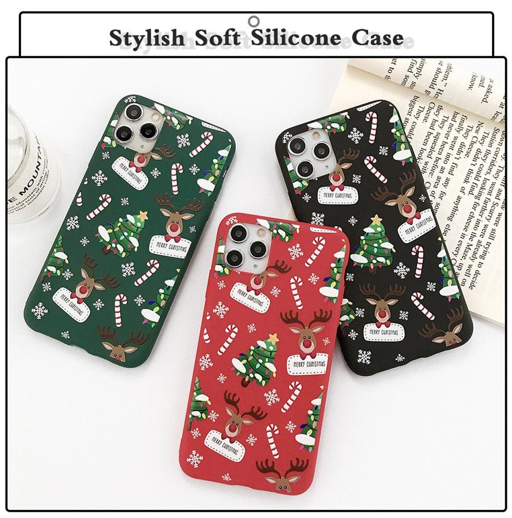 Coque de téléphone de Noël avec un beau Père Noël pour iPhone 13 14 12 11 Pro Max Mini 14Plus Housse souple en silicone Coque de téléphone mobile de Noël en silicone Coque de protection Coque confortable pour iPhone