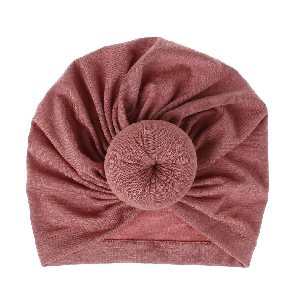 Turban pour bébé fille en coton tricoté, fait main avec fleur plissée, style élégant