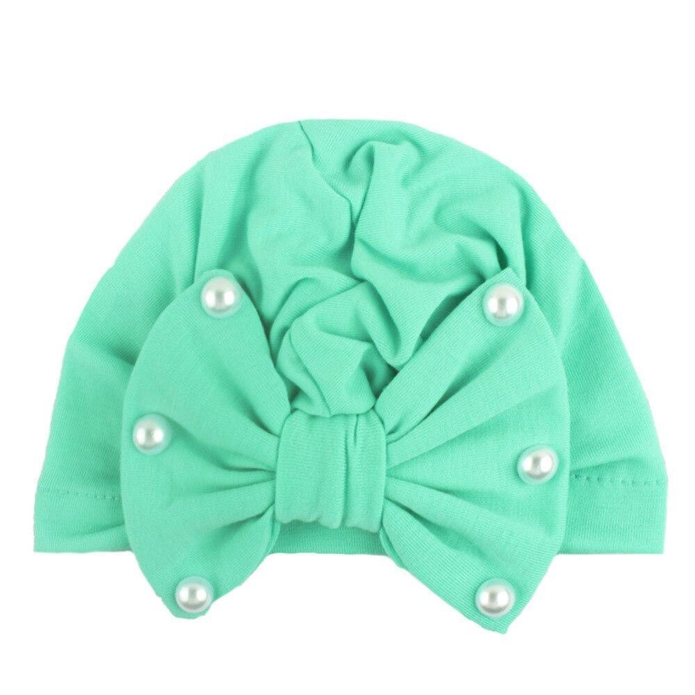 Bonnet Bébé Moderne Nœud de Lapin Mignon avec Perles Bonnet Fille avec Perles pour Enfants Style Luxe Diamant