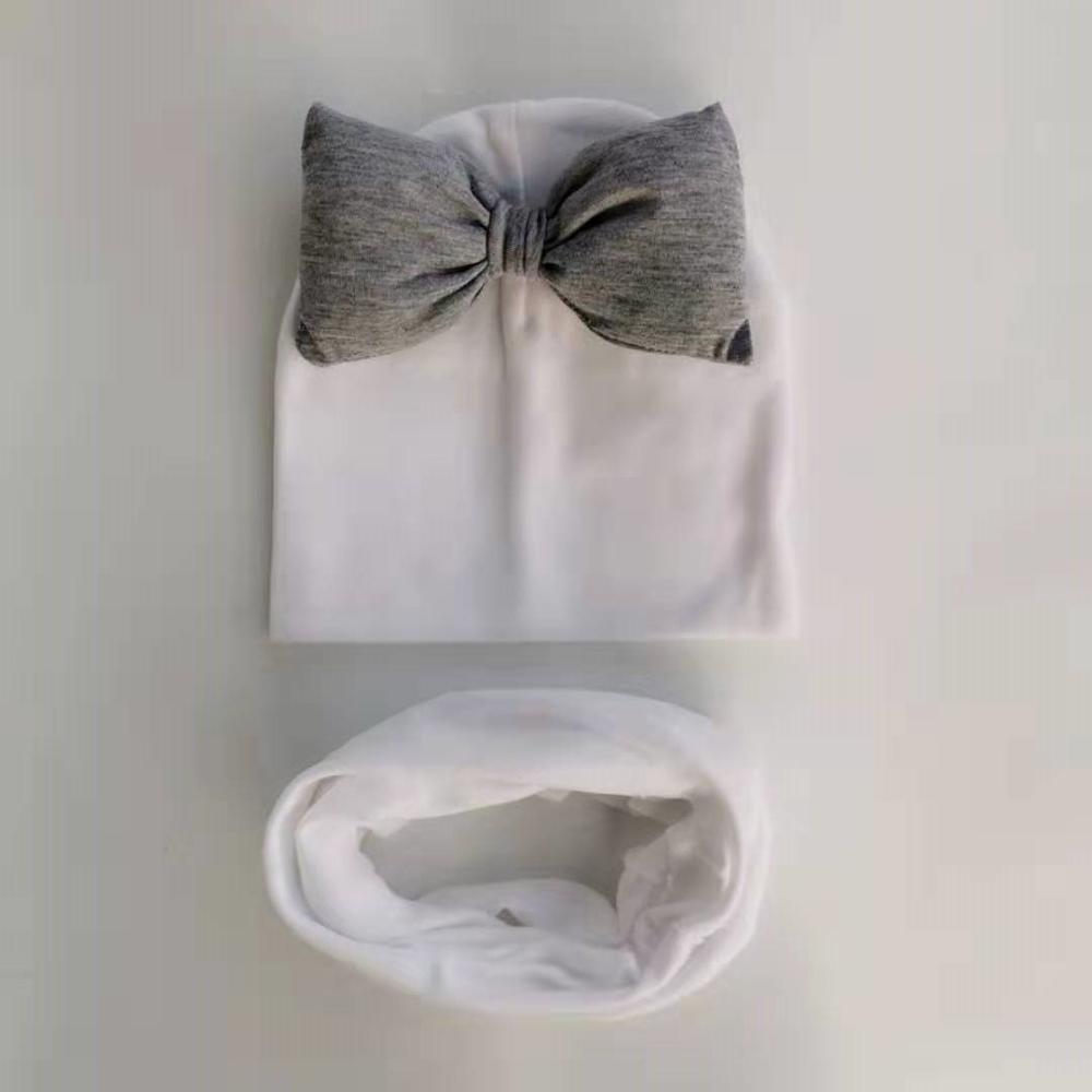 Ensemble Bonnet Bébé Fille grand nœud Papillon en Coton avec Col Écharpe pour Filles Bébé
