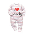Grenouillère bébé nouveau-né pyjama coton mignon lettre "J'aime papa et maman" manches longues barboteuses vêtements pour bébés enfants