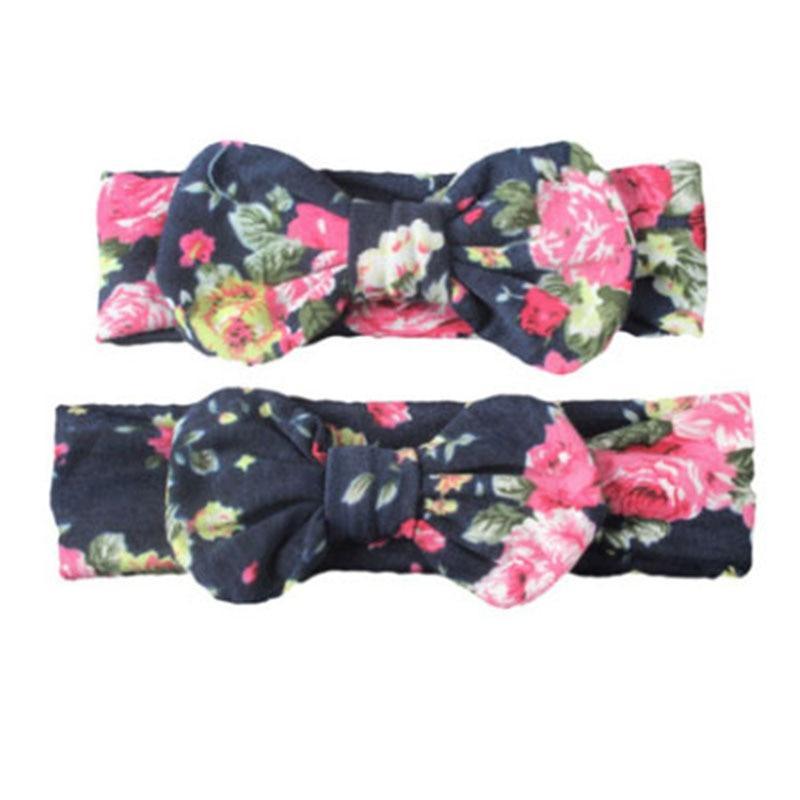 Bandeau Cheveux pour Mère et Bébé avec Nœud Floral Élastique Accessoires Cheveux Turban Mère-Enfant Nœud Pour Mère et Fille