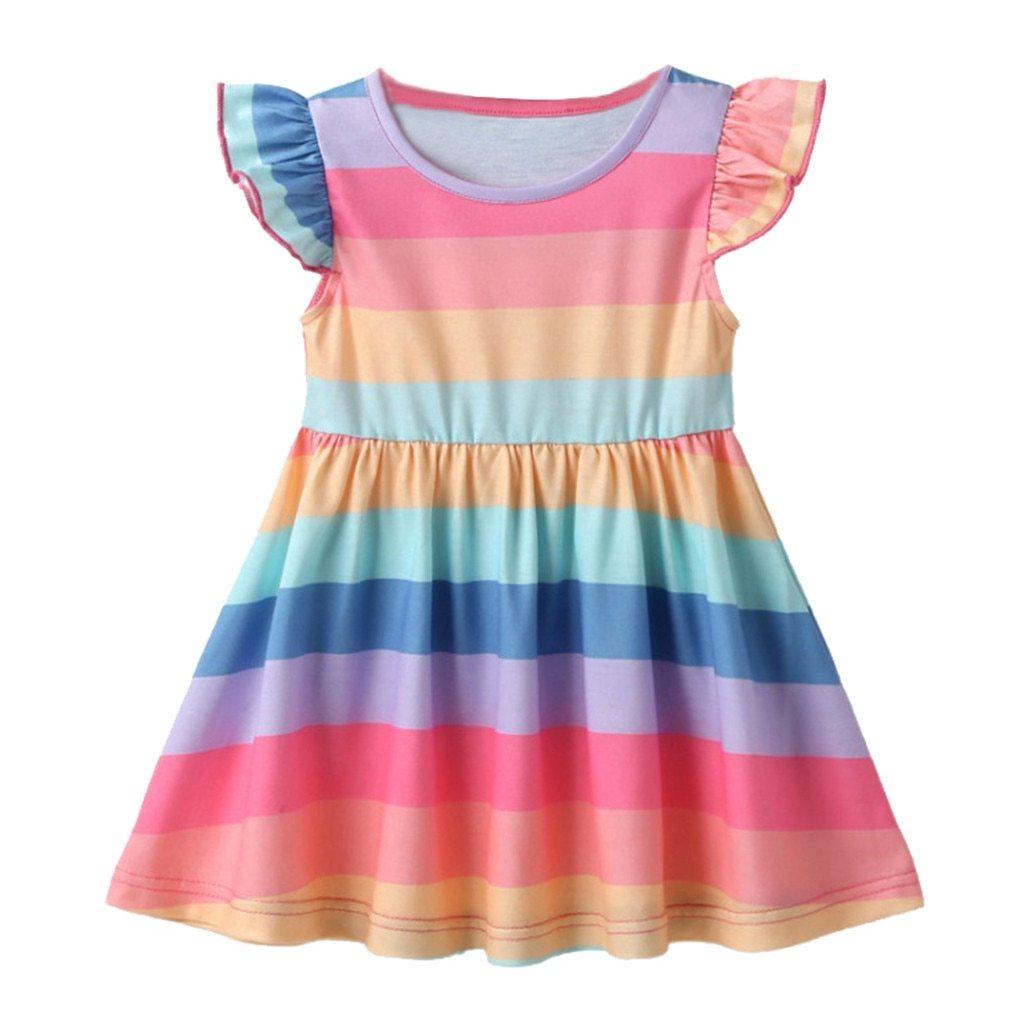 Robes de princesse pour enfants, robes de bébé arc-en-ciel en coton, robes de soirée pour filles, pour toutes les occasions