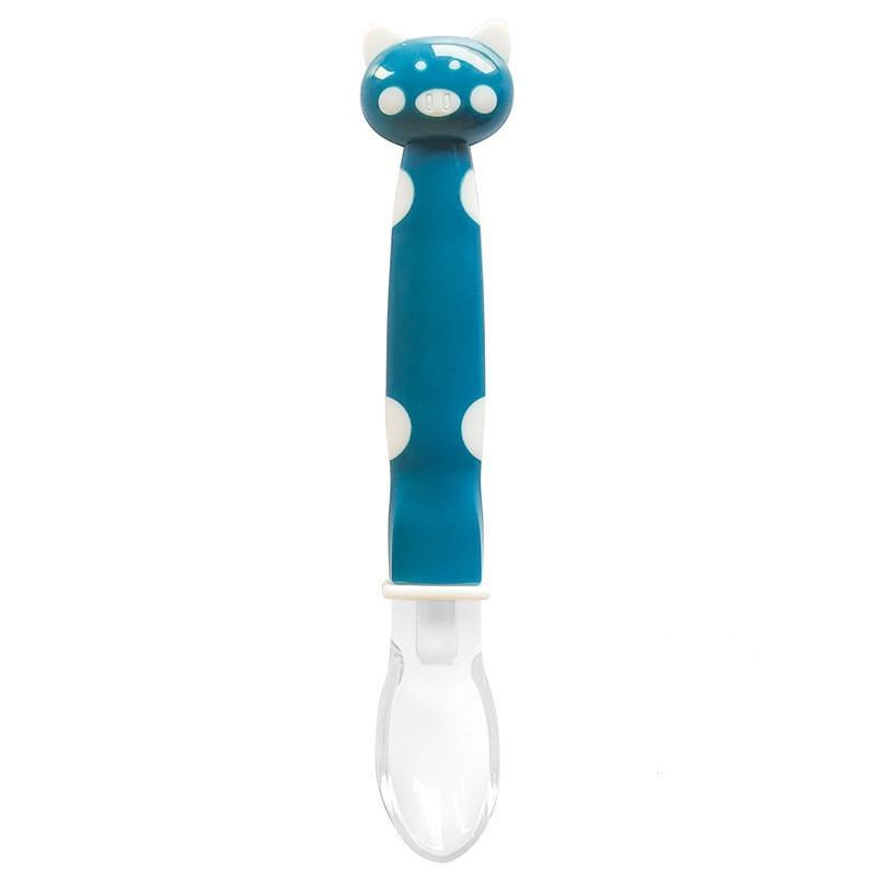 1 cuillère souple en silicone pour bébé, couleur bonbon, à détection de température, outils d'alimentation pour enfants, pour manger