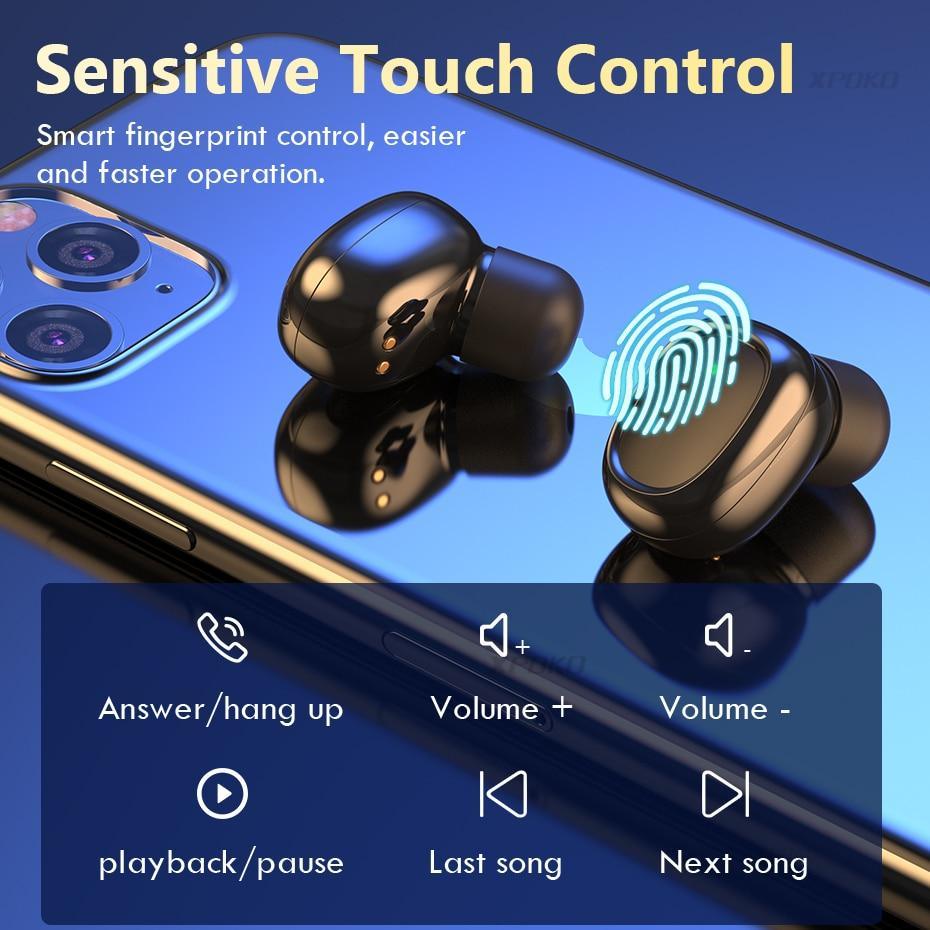 Écouteurs sans fil STEVVEX Casque Bluetooth 5.0 avec micro Écouteurs de sport étanches Commande tactile Mini-écouteurs intra-auriculaires pour la musique