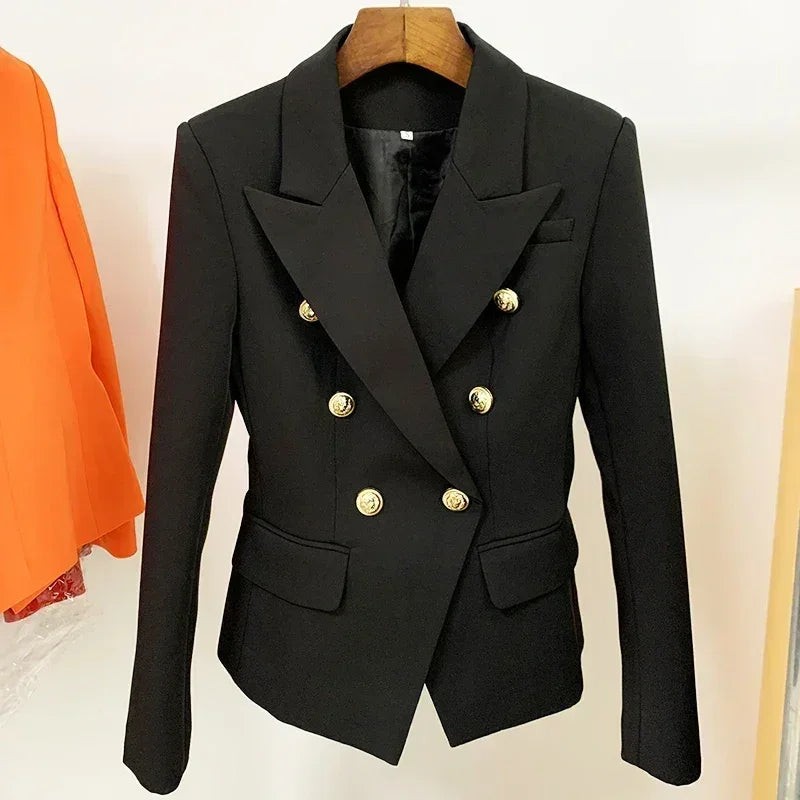HAUTE QUALITÉ Nouvelle Mode 2024 Veste Designer Femme Classique Double Boutonnage Boutons Métal Lion Blazer Manteau Taille S-5XL