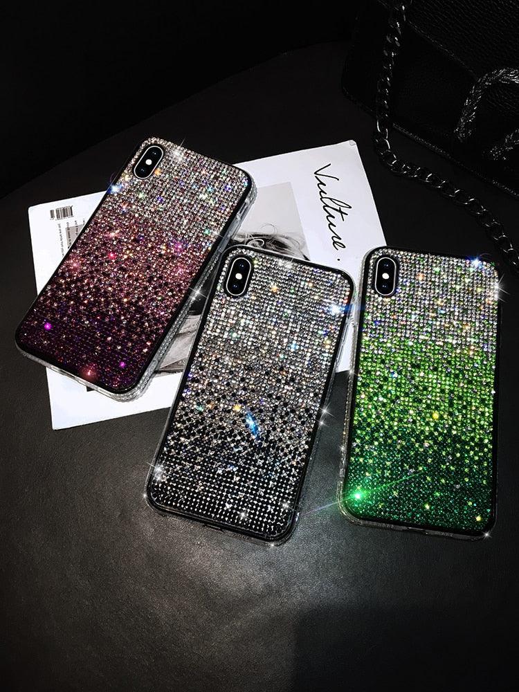 Coque de téléphone de luxe à paillettes scintillantes pour iPhone 14 13 12 11 Pro Max X Xr Xs 7 8 Plus, housse de protection tendance à paillettes étincelantes et strass avec étui souple pour iPhone