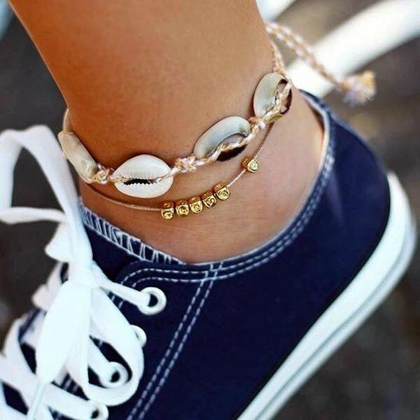 Bracelet de Cheville Bohème de Luxe avec Étoile et Coquillages, Bijou de Pied Simple pour Femmes, Style Estival