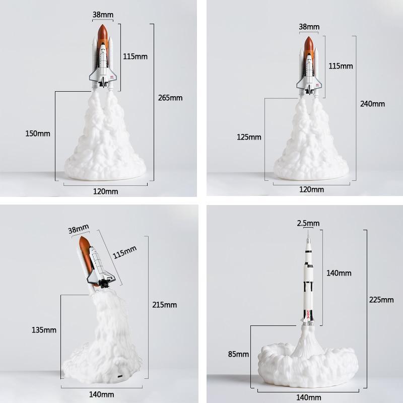 Veilleuse populaire pour enfants : Lampe Navette Spatiale et Lampes Lune, imprimées en 3D pour les amateurs d'espace - Lampe Fusée