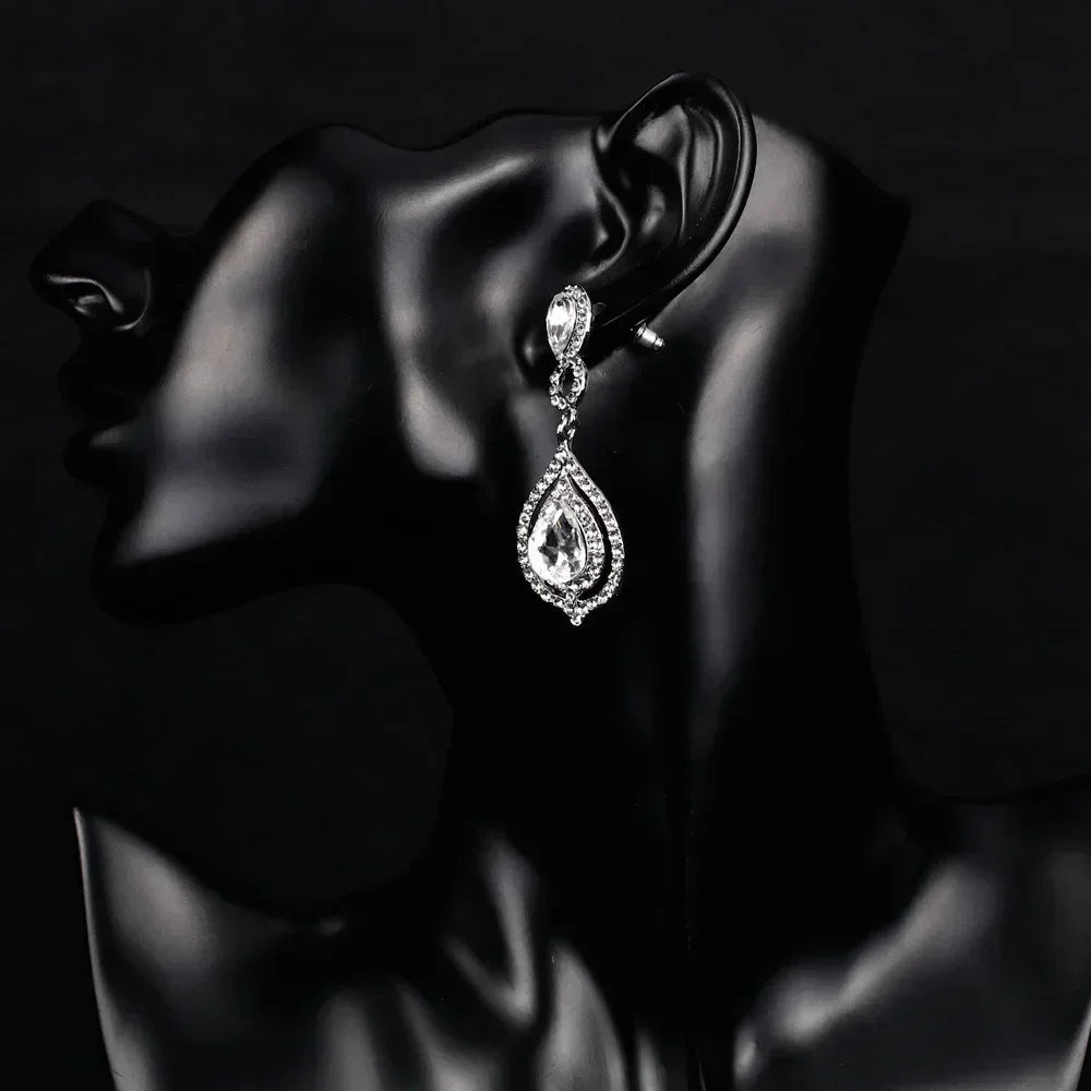 TREAZY Boucles d'oreilles pendantes de mariage en cristal pour femmes, couleur argent, pour mariées, cadeaux d'anniversaire, bijoux de fête
