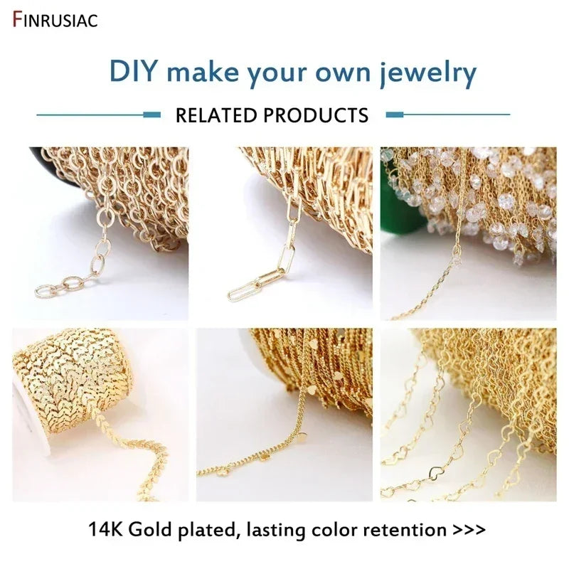 Chaînes texturées rondes plaquées or véritable 14K de 4mm*4,5mm pour la fabrication de colliers, accessoires de bijoux DIY, chaînes artisanales