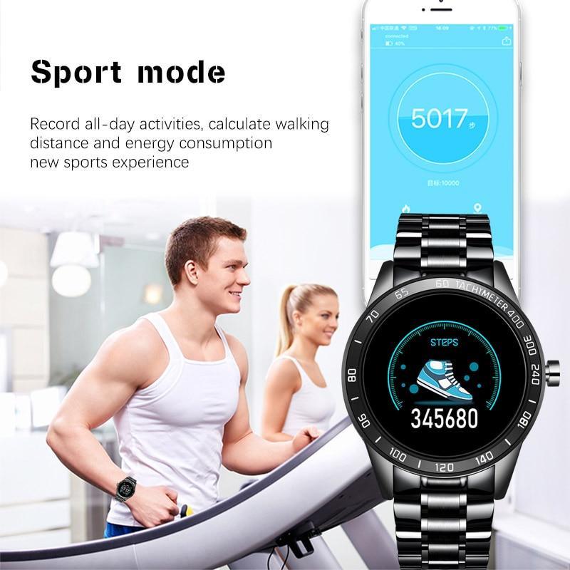 Montre connectée pour hommes avec écran LED et moniteur de fréquence cardiaque, tension artérielle, tracker de fitness, montre intelligente de sport étanche