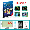 Tableau de dessin lumineux pour enfants A3 A4 A5 avec lumière - Bloc-notes magique amusant, tablette de dessin, stylo fluorescent, jouets lumineux russe anglais