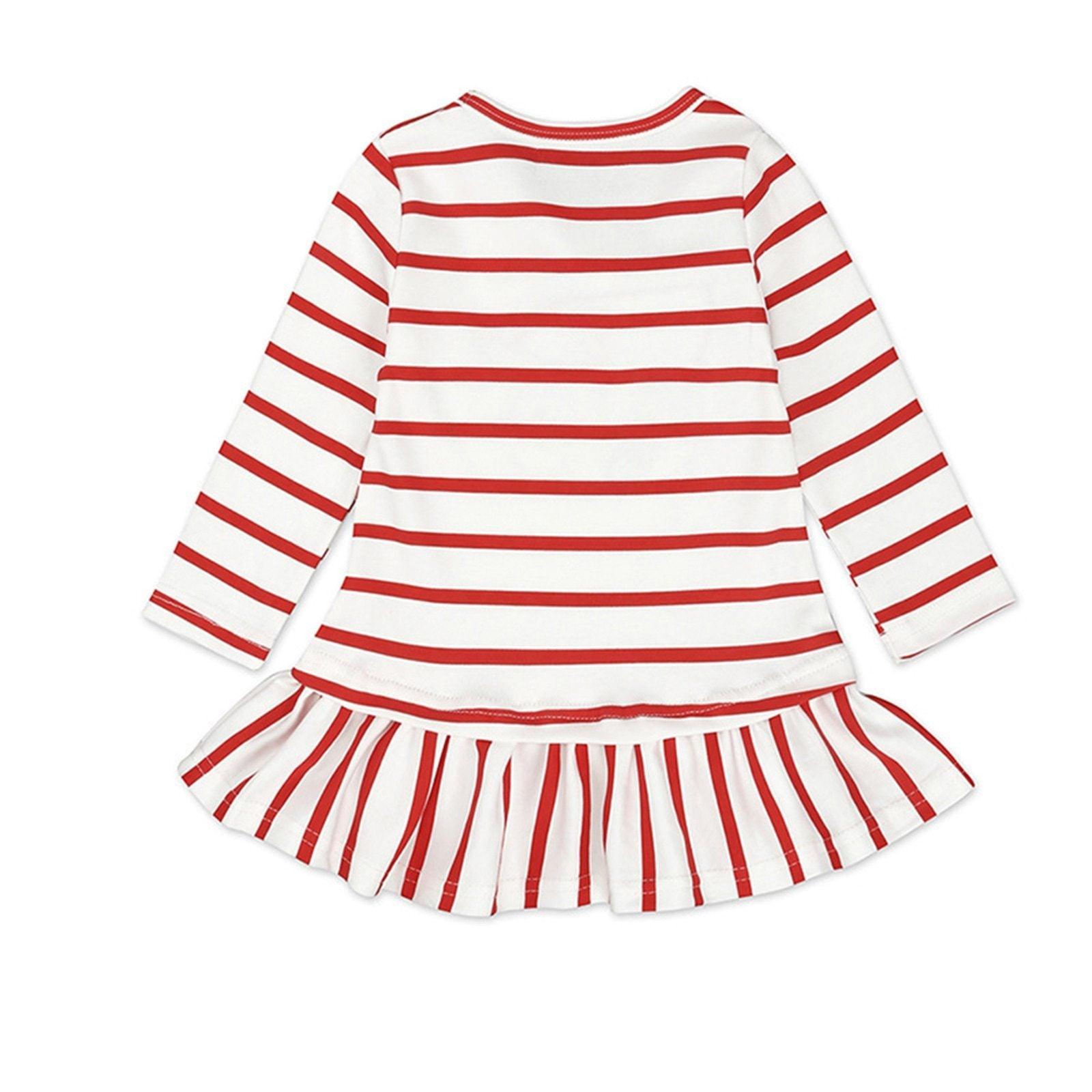 Robe Bébé Fille - Vêtements d'hiver chauds pour tout-petit - Robe à manches longues à rayures de Noël à volants - Design unique