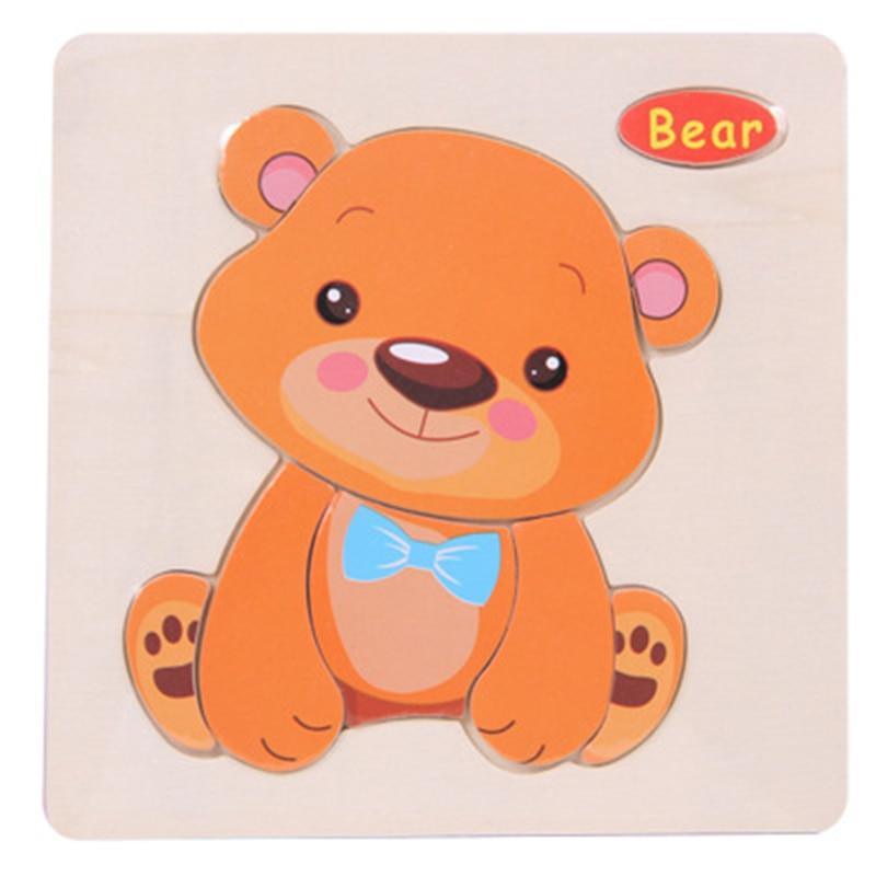 Jouets pour bébés Casse-tête en bois 3D Dessin animé Animal Intelligence Enfants Éducatif Cerveau Teaser Enfants Formes de Tangram Apprentissage