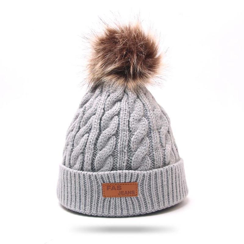 Bonnet bébé moderne chaud avec pompon - Chapeau pour enfants tricoté mignon pour filles, élégant pour l'hiver